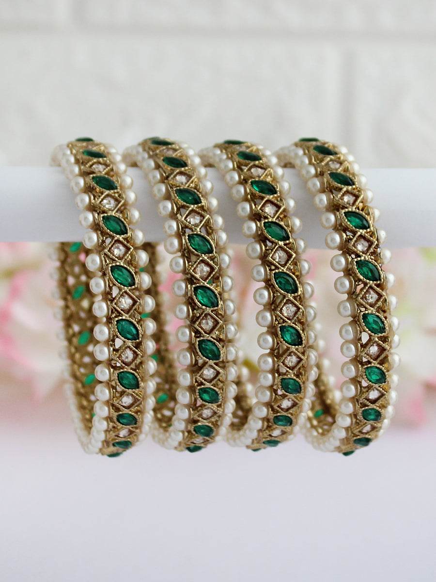 Kinjal Bangle Set Green 2.1O Bangles T4 Jewels