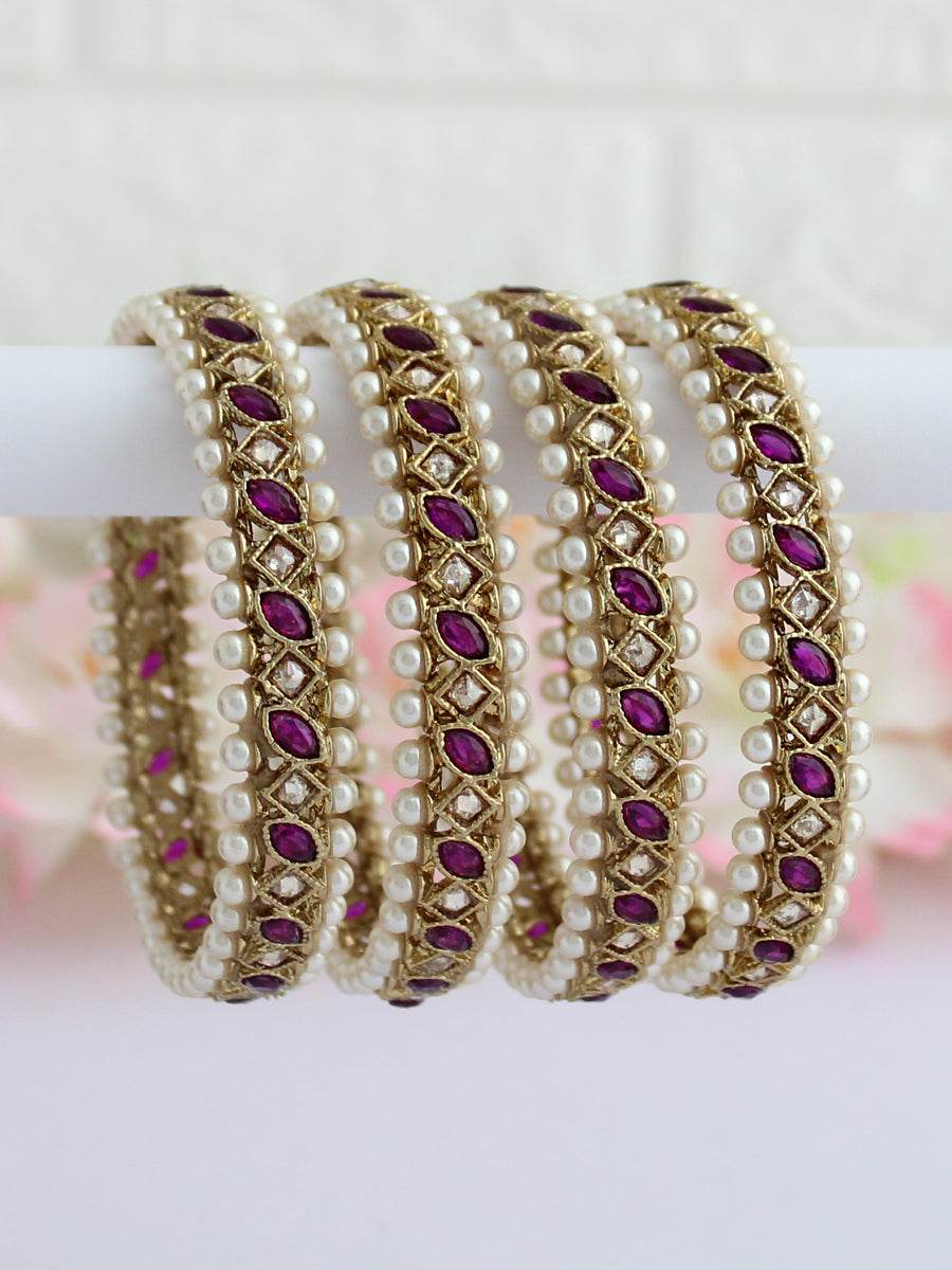 Kinjal Bangle Set Purple Bangles T4 Jewels