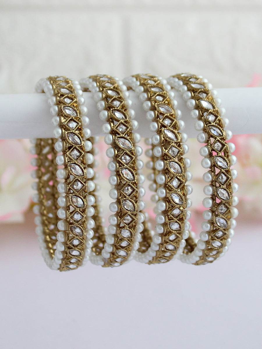 Kinjal Bangle Set White Bangles T4 Jewels