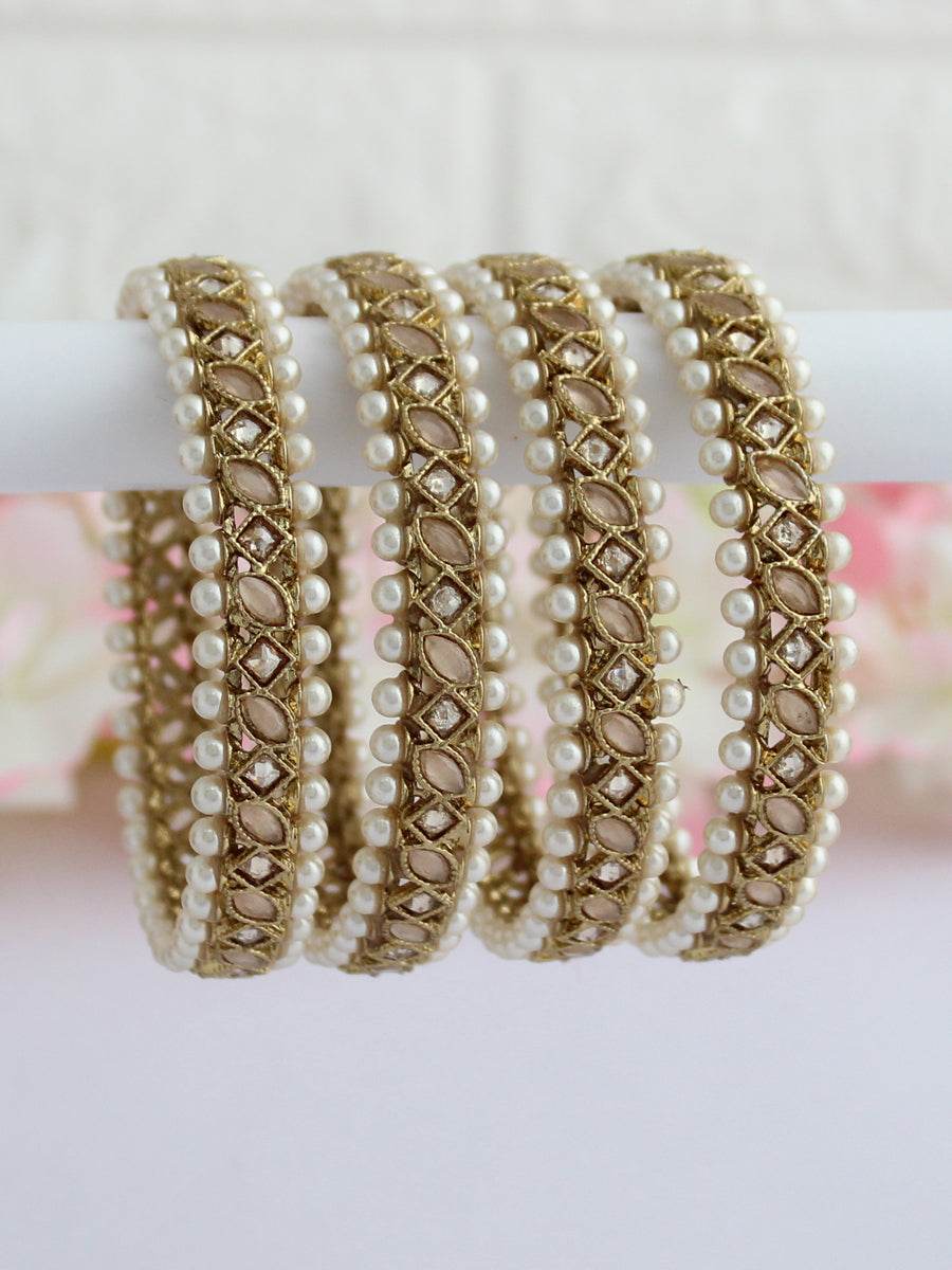 Kinjal Bangle Set Peach Bangles T4 Jewels