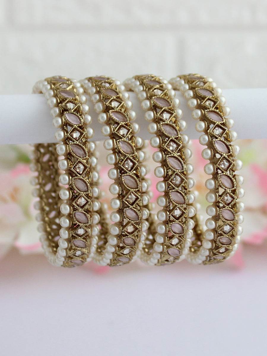Kinjal Bangle Set Pastel Pink Bangles T4 Jewels