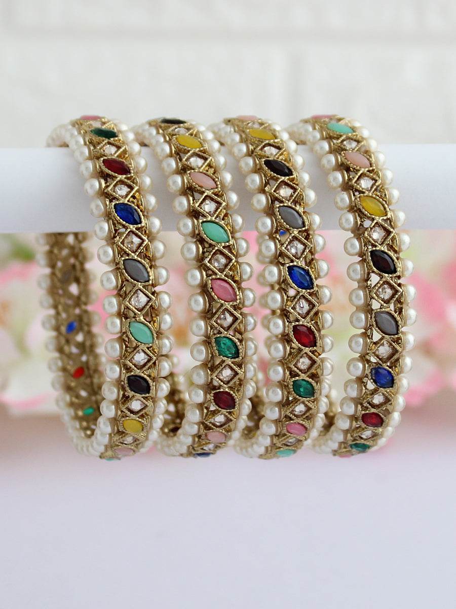 Kinjal Bangle Set Multicolor 2.4 Bangles T4 Jewels