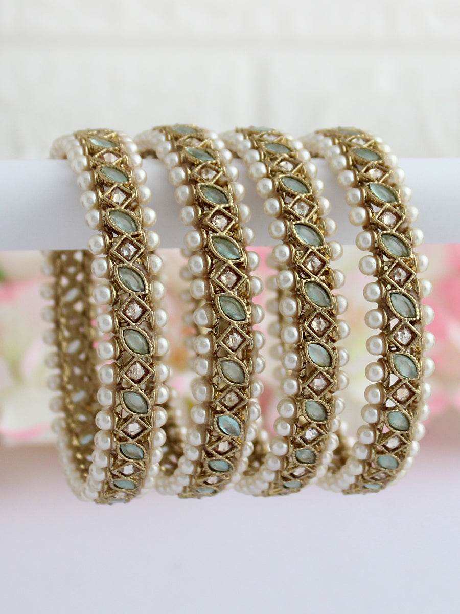 Kinjal Bangle Set Mint Green Bangles T4 Jewels