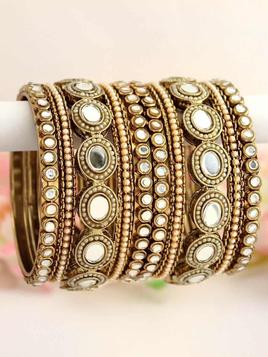 Shahin Bangle Set White Bangles T4 Jewels