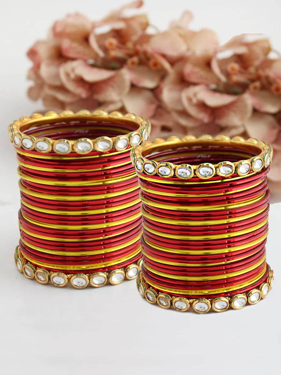 Damini Bangle Set Maroon Bangles T4 Jewels