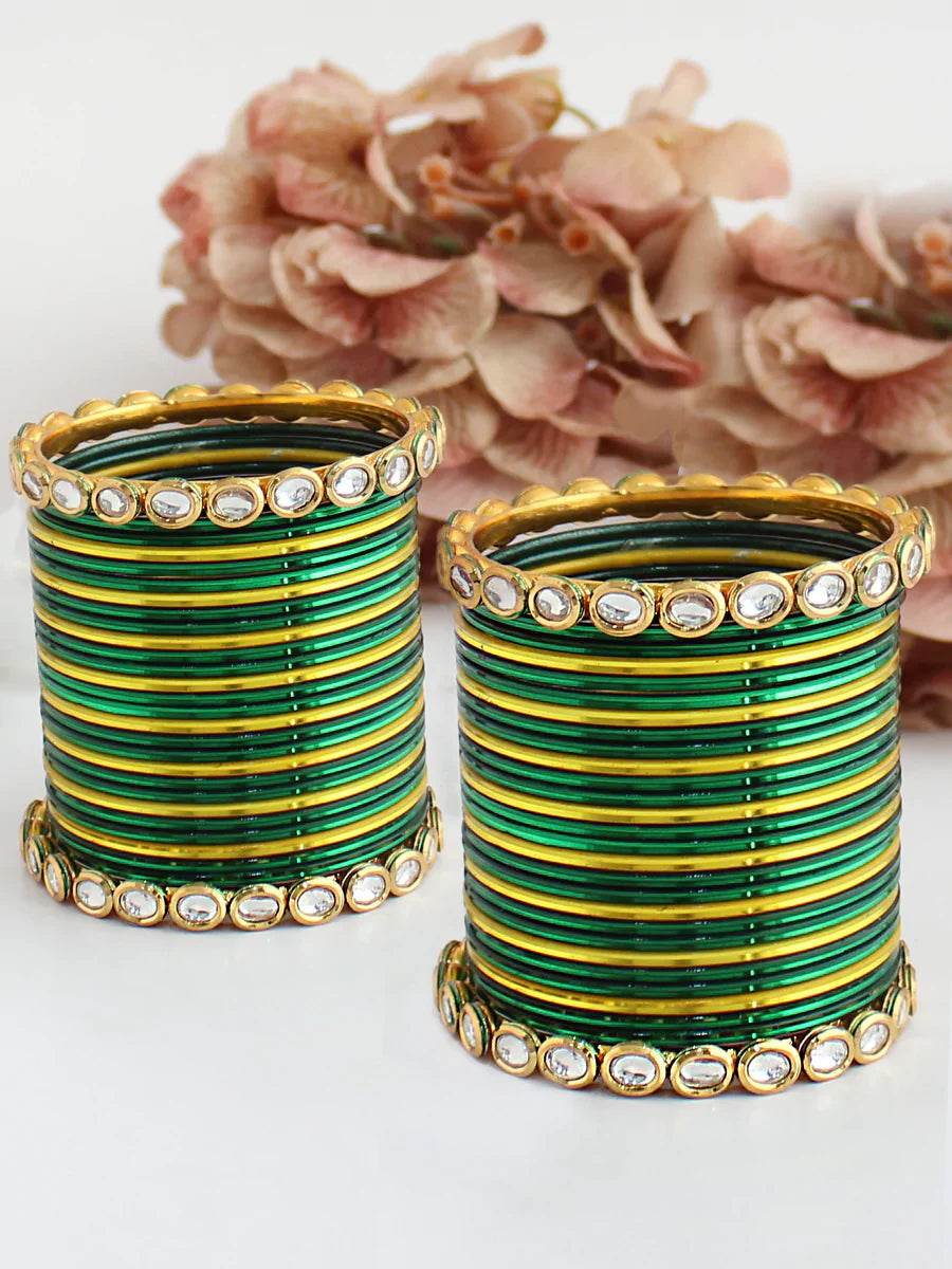 Damini Bangle Set Green Bangles T4 Jewels