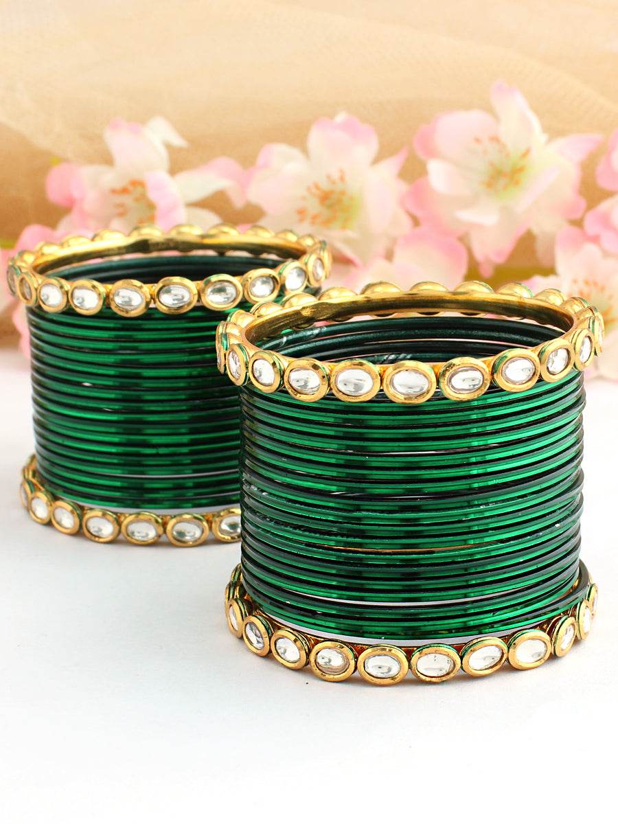 Siddhi Bangle Set Green Bangles T4 Jewels