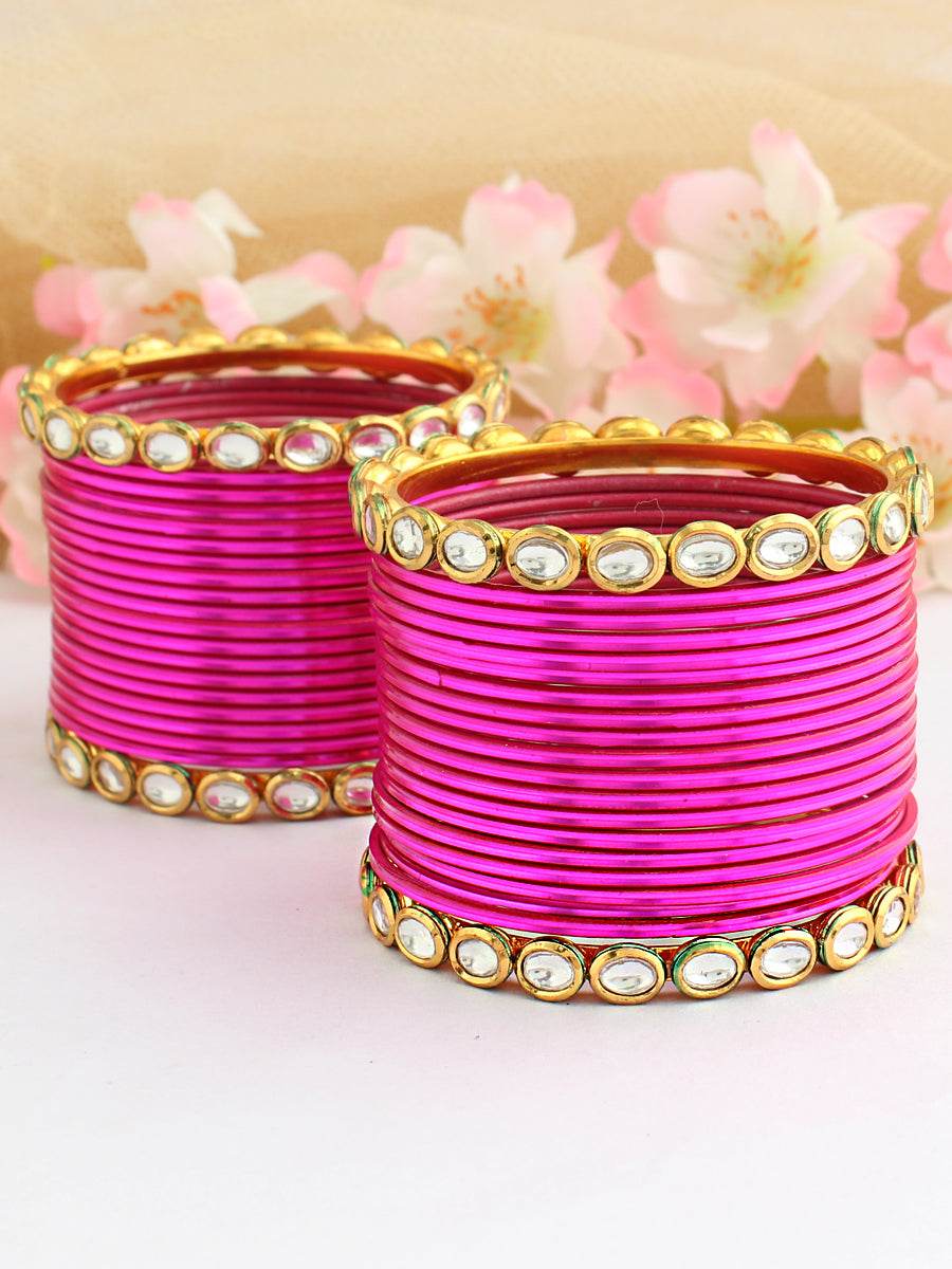 Siddhi Bangle Set Hot Pink Bangles T4 Jewels