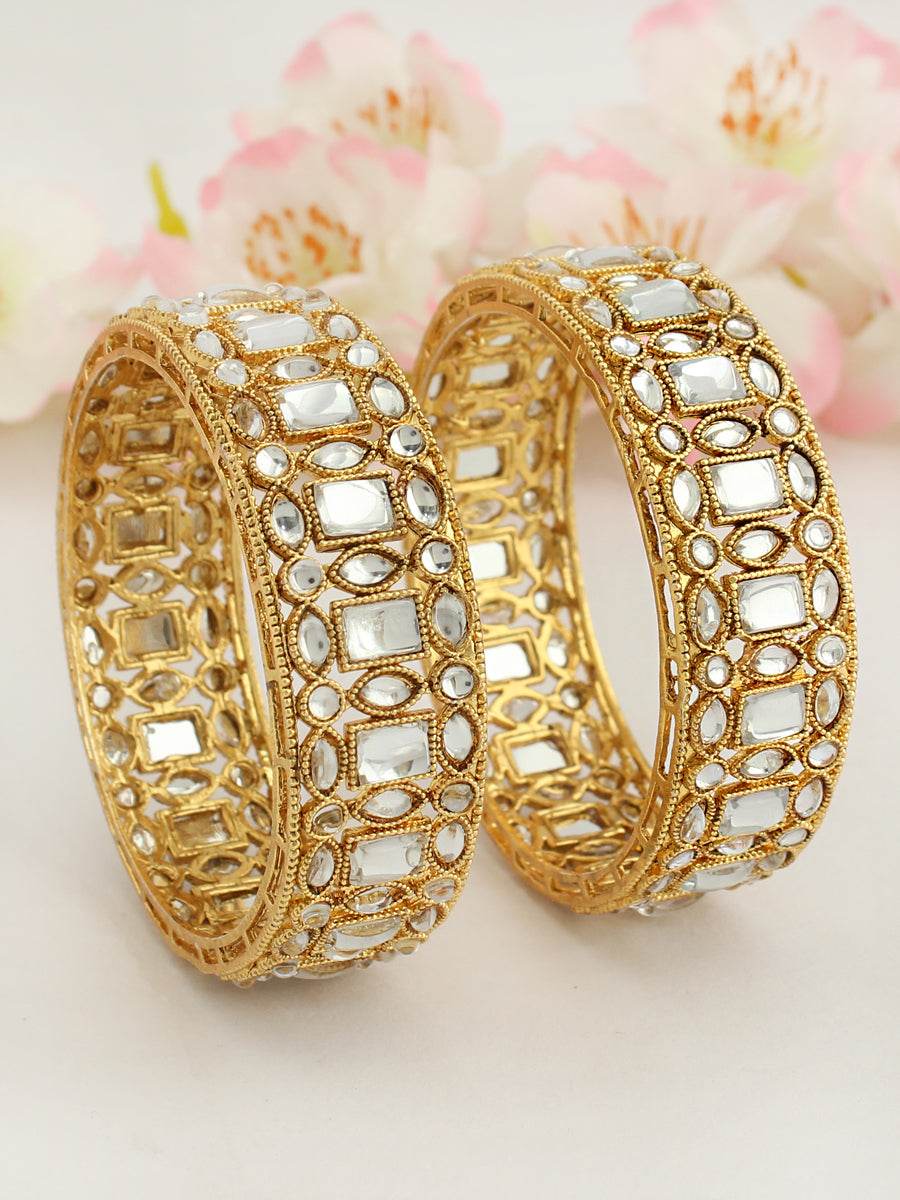 Sonal Bangle Set Pair White Bangles T4 Jewels