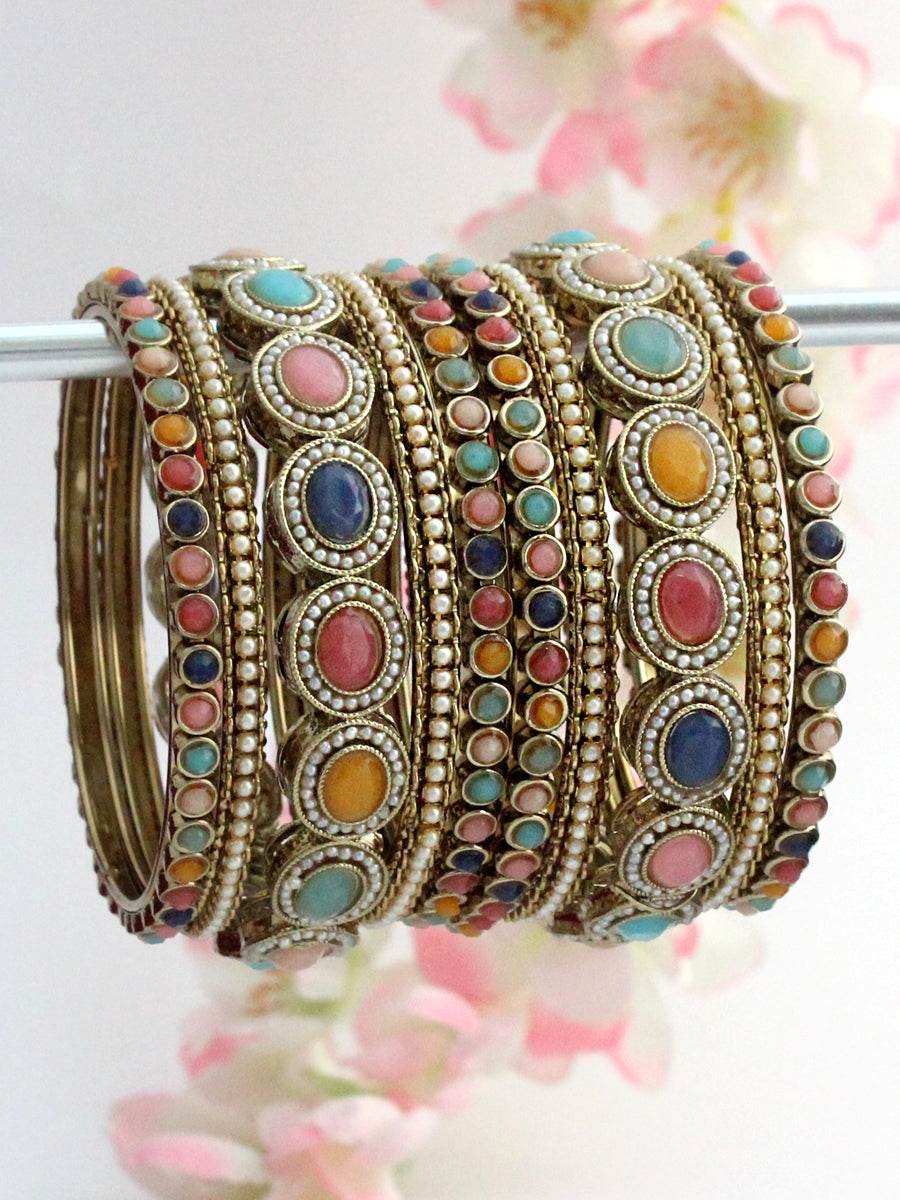 Saanvi Bangle Set/ Stack Multicolor Bangles T4 Jewels