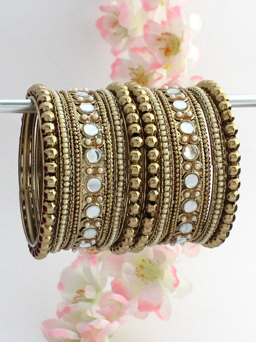 Rayma Mirror Bangle Set / Stack Golden Bangles T4 Jewels