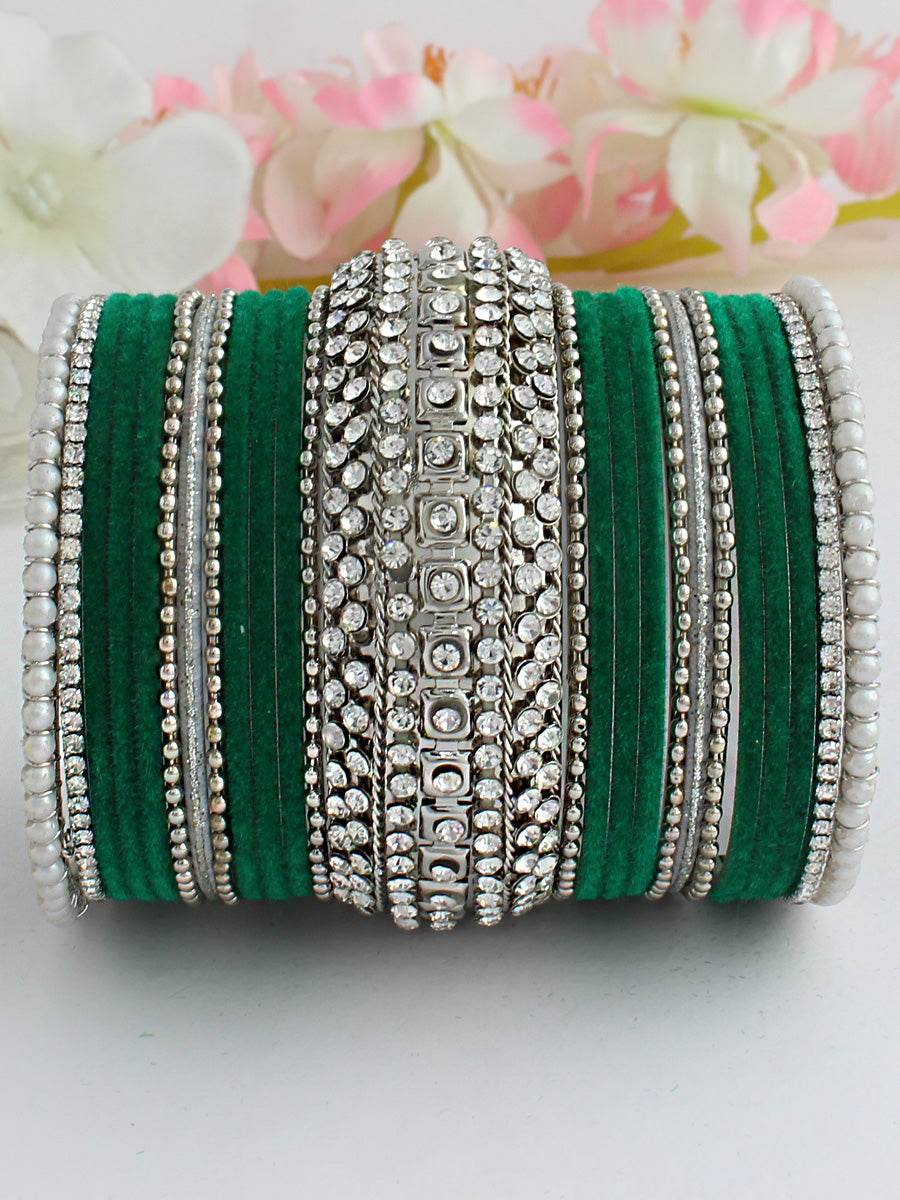 Ruhi Bangle Set Green 2.4 Bangles T4 Jewels
