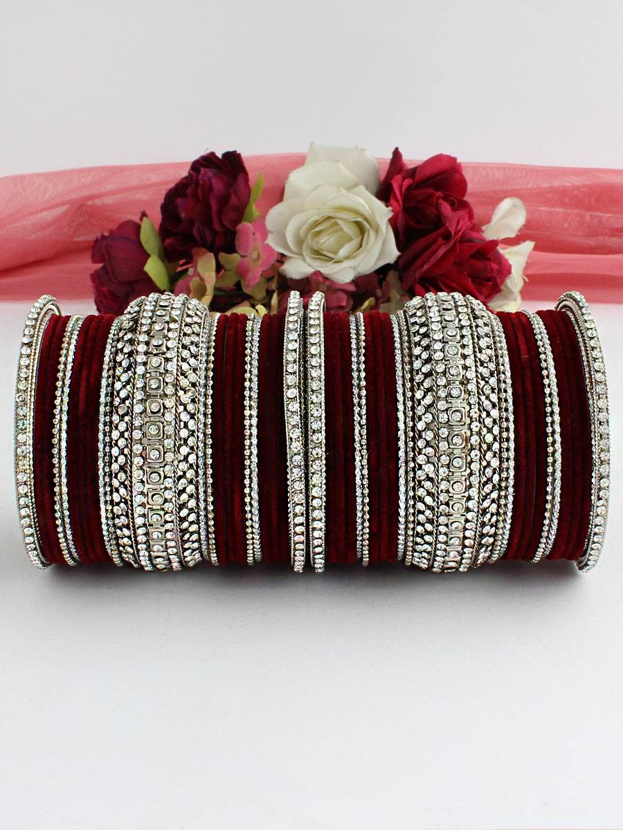 Liyana Bangle Set Maroon Bangles T4 Jewels
