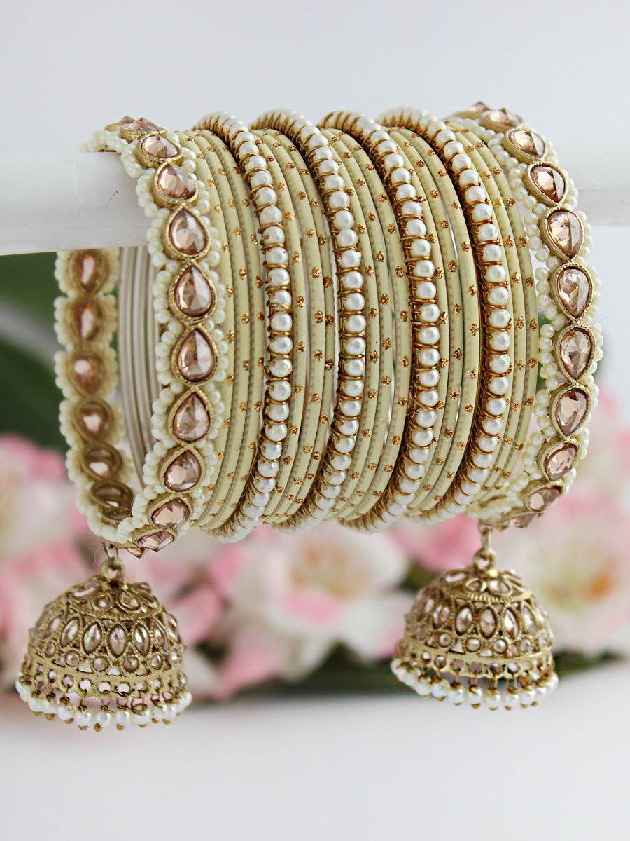 Vaani Bangle Set Ivory Bangles T4 Jewels