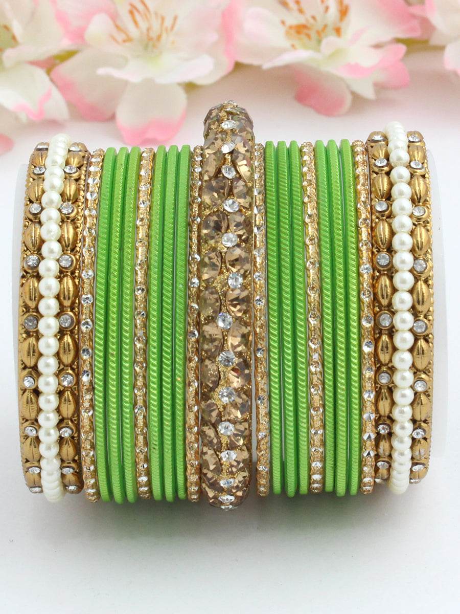 Kirti Bangle Set Green 2.4 Bangles T4 Jewels