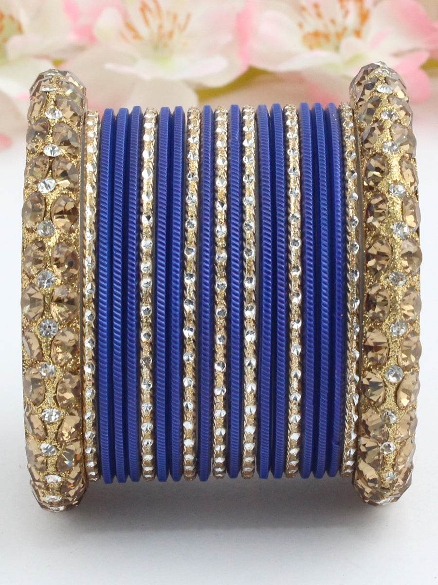 Swastika Bangle Set Blue 2.4 Bangles T4 Jewels