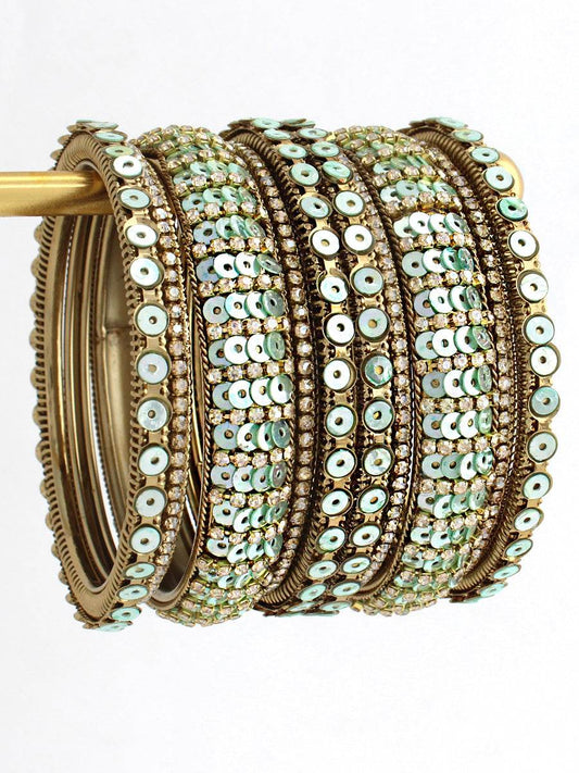 Sitara Bangle Set / Stack Mint Green 2.4 Bangles T4 Jewels