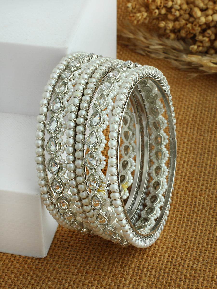 Anisha Bangle Set Silver 2.4 Bangles T4 Jewels