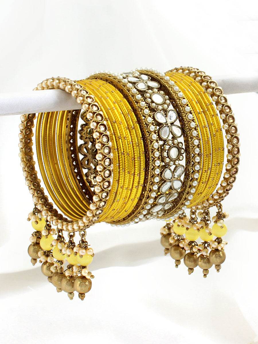 Divya Bangle Set Yellow Bangles T4 Jewels