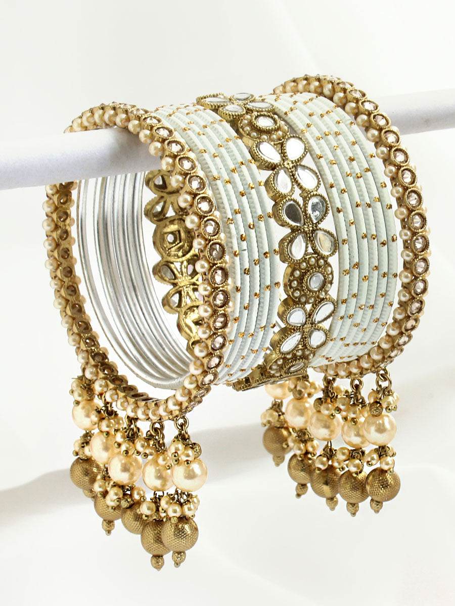 Aditi Bangle Set White Bangles T4 Jewels