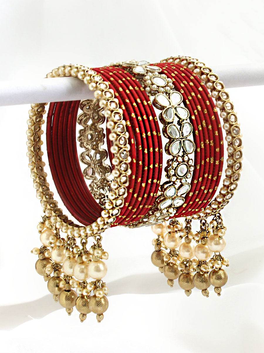 Aditi Bangle Set Maroon Bangles T4 Jewels