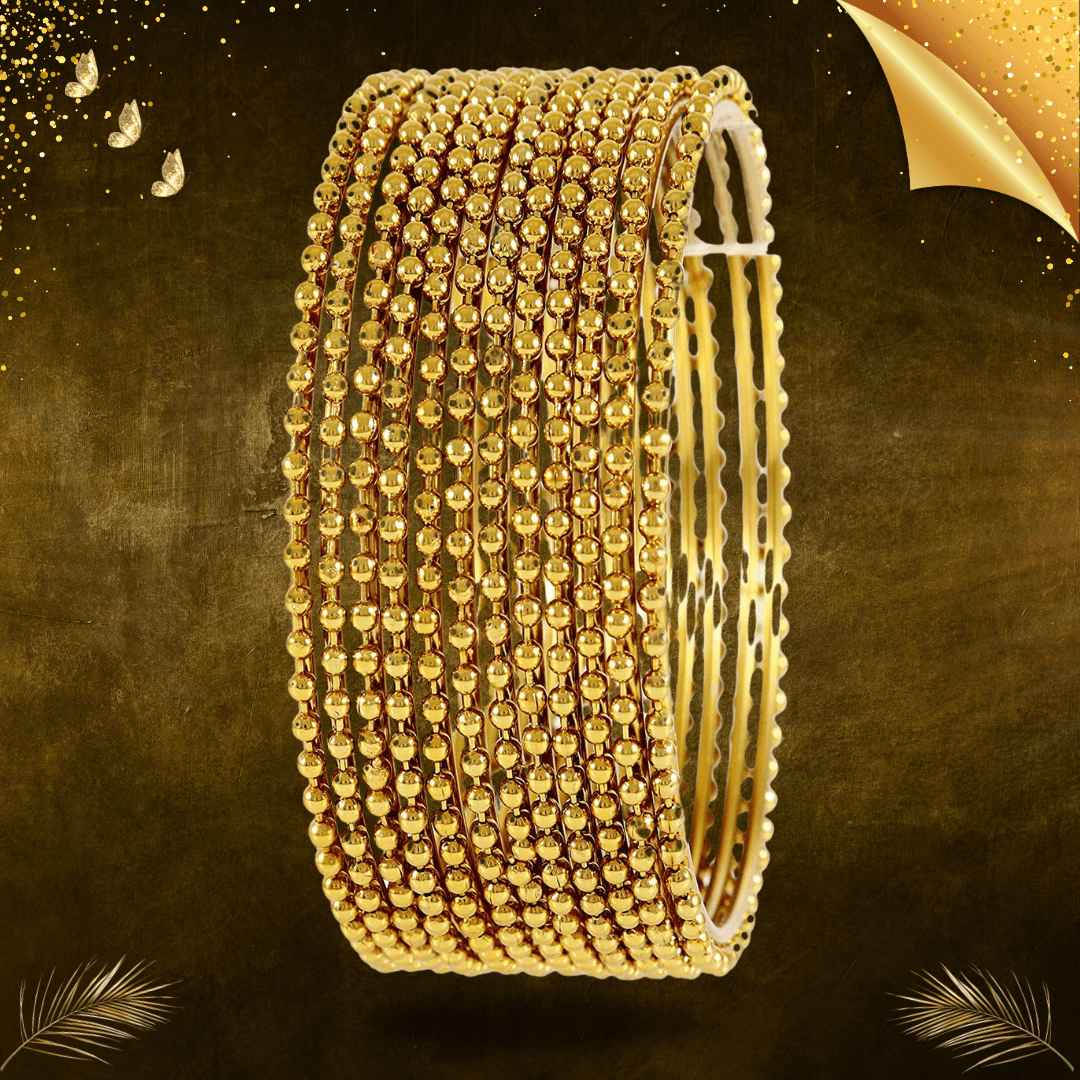 T4 Jewels Golden Color Bangles Set (Pack Of 12). Oxidized T4 Jewels