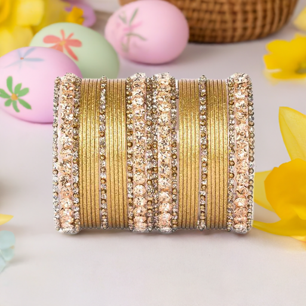 Beautiful Shimmering Brass Bangle Set All Bangle Sets T4 Jewels