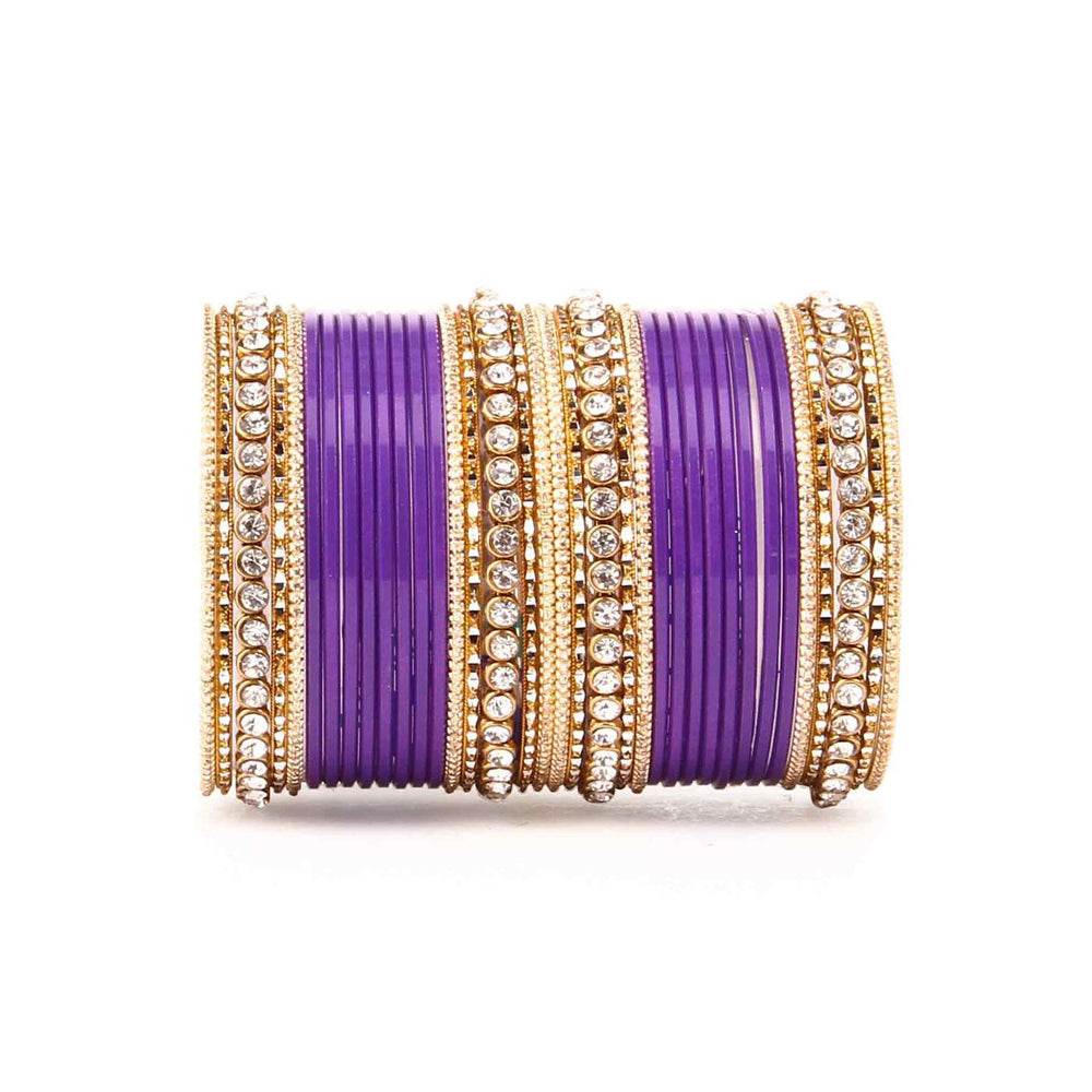 Simple Matte Textured Stone Bangle Set Purple All Bangle Sets T4 Jewels