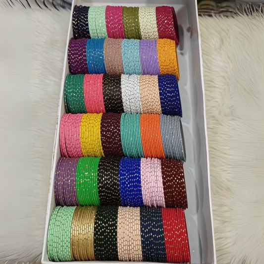 Designer Multicolour Dotted Metal Bangles Combo Set 36 Dozen Combo Set