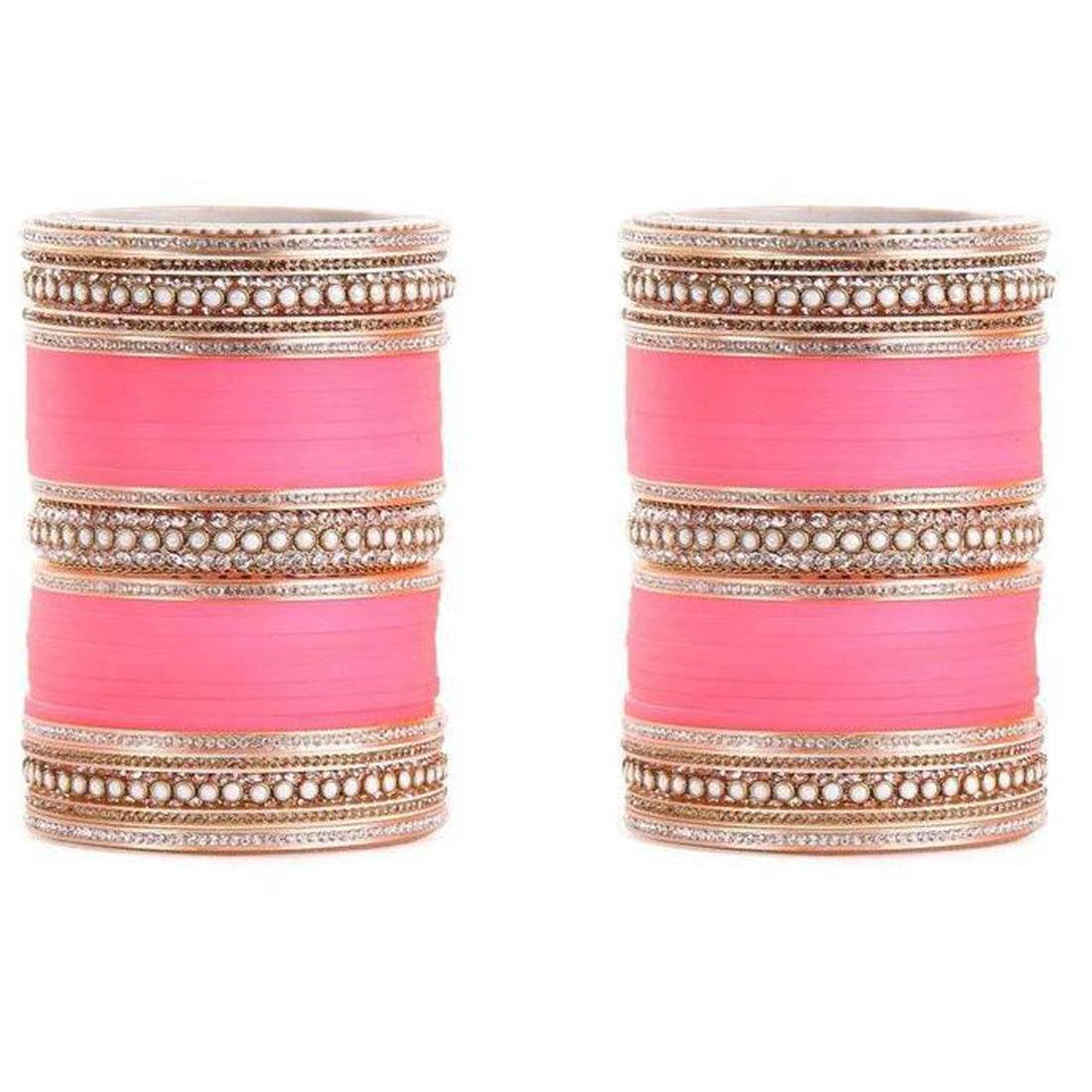 Lac Wedding Chura With Pearl Work Rose Bridal Chuda T4 Jewels