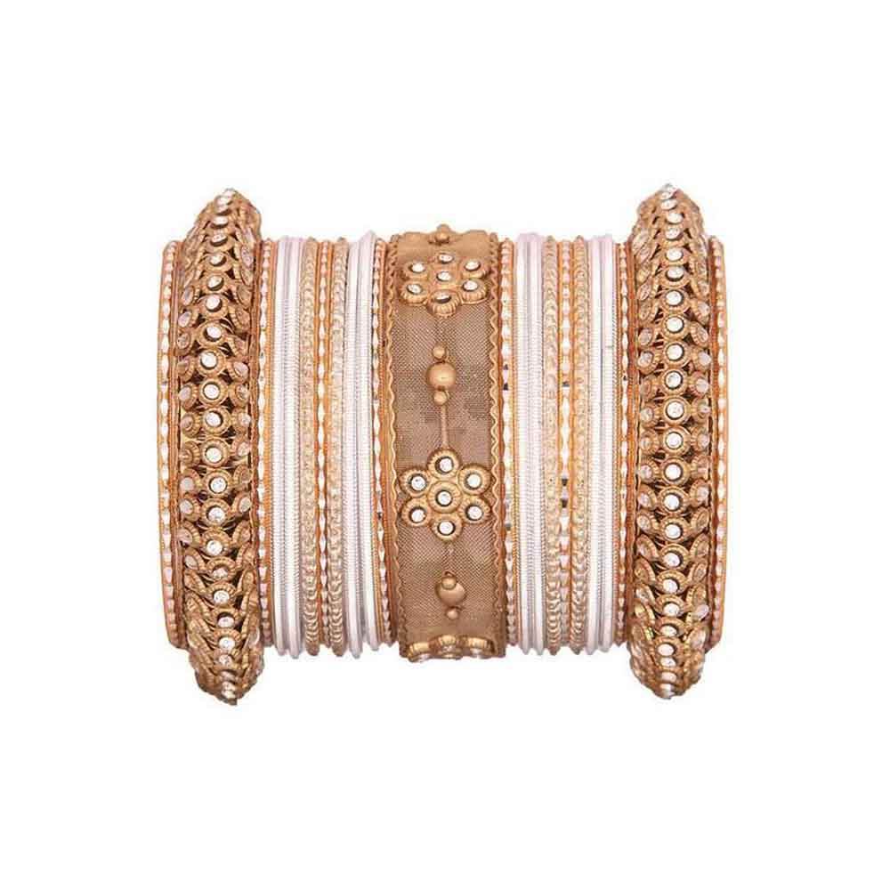 One Hand Multi-Colored Velvet Textured Bangle Set Silver-Golden All Bangle Sets T4 Jewels