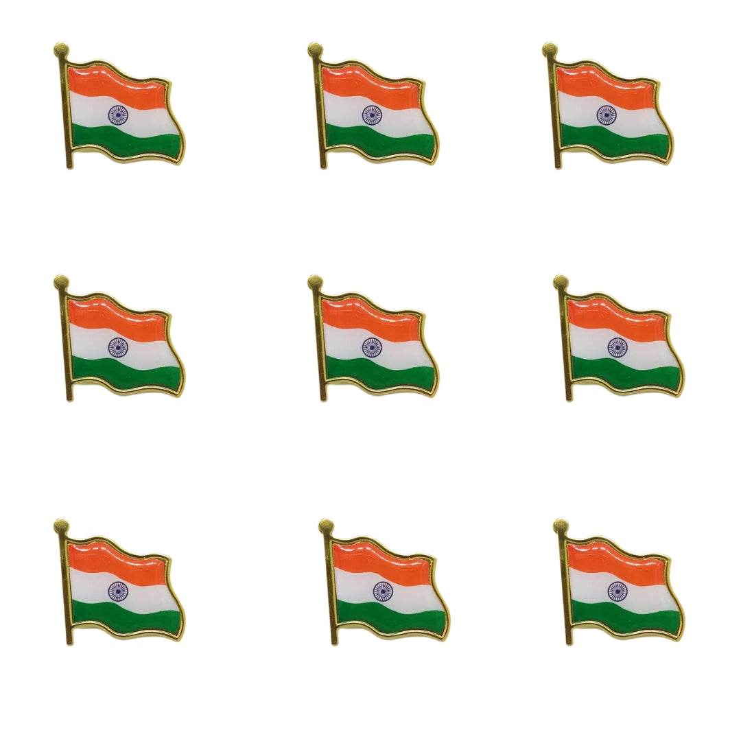 T4 Jewels Tricolor Broach For Republic Day/Independence Day Pack Of 9 Tricolor Band T4 Jewels