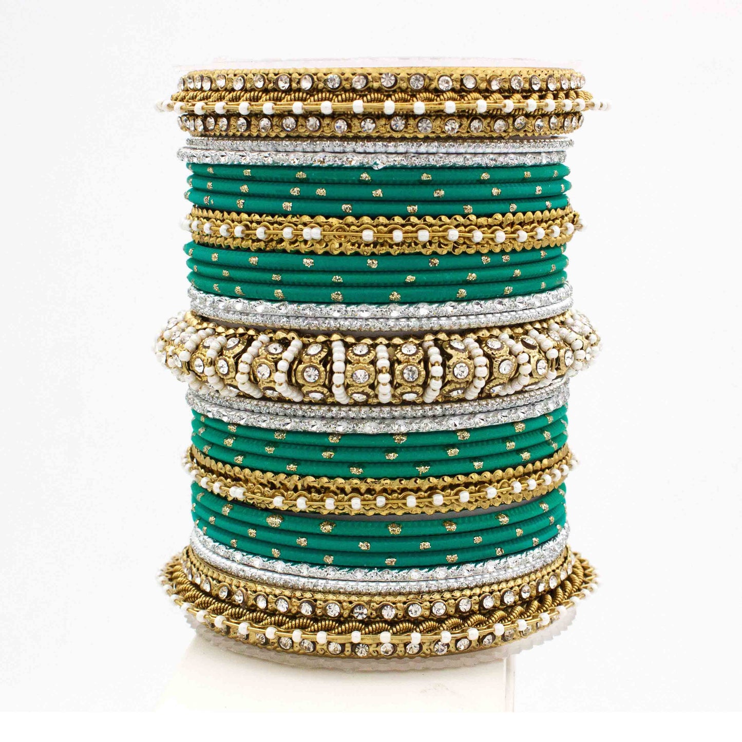 Beautiful Dotted Bangle And Pearl Bangle Set