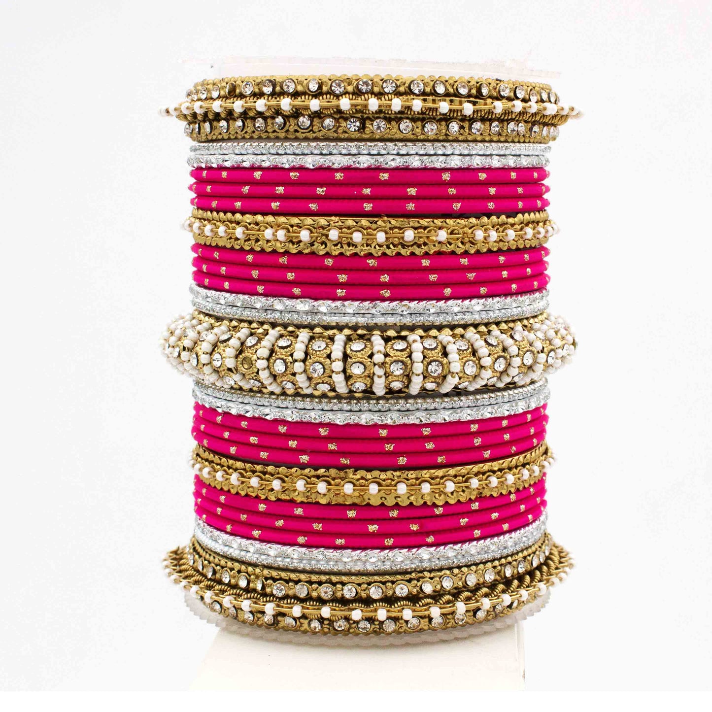 Beautiful Dotted Bangle And Pearl Bangle Set