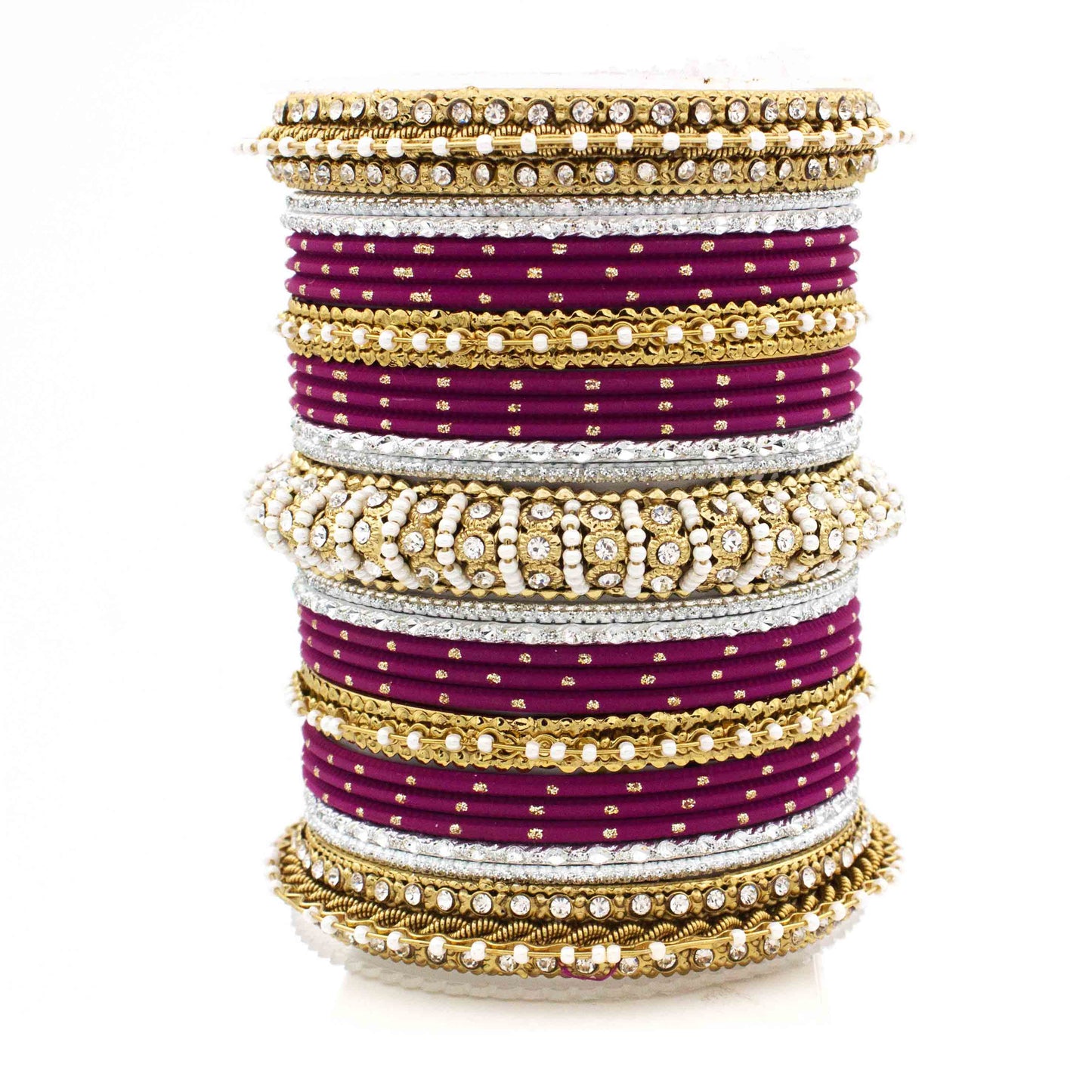 Beautiful Dotted Bangle And Pearl Bangle Set