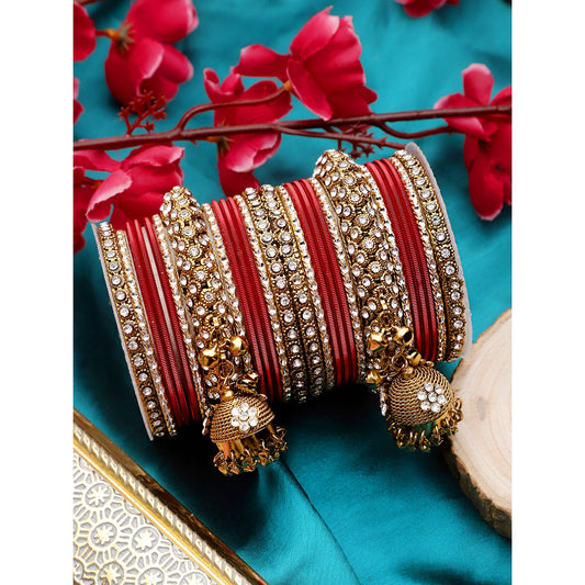 Traditional Shining Jhumki Bangle Set For Two Hands By T4 Jewels