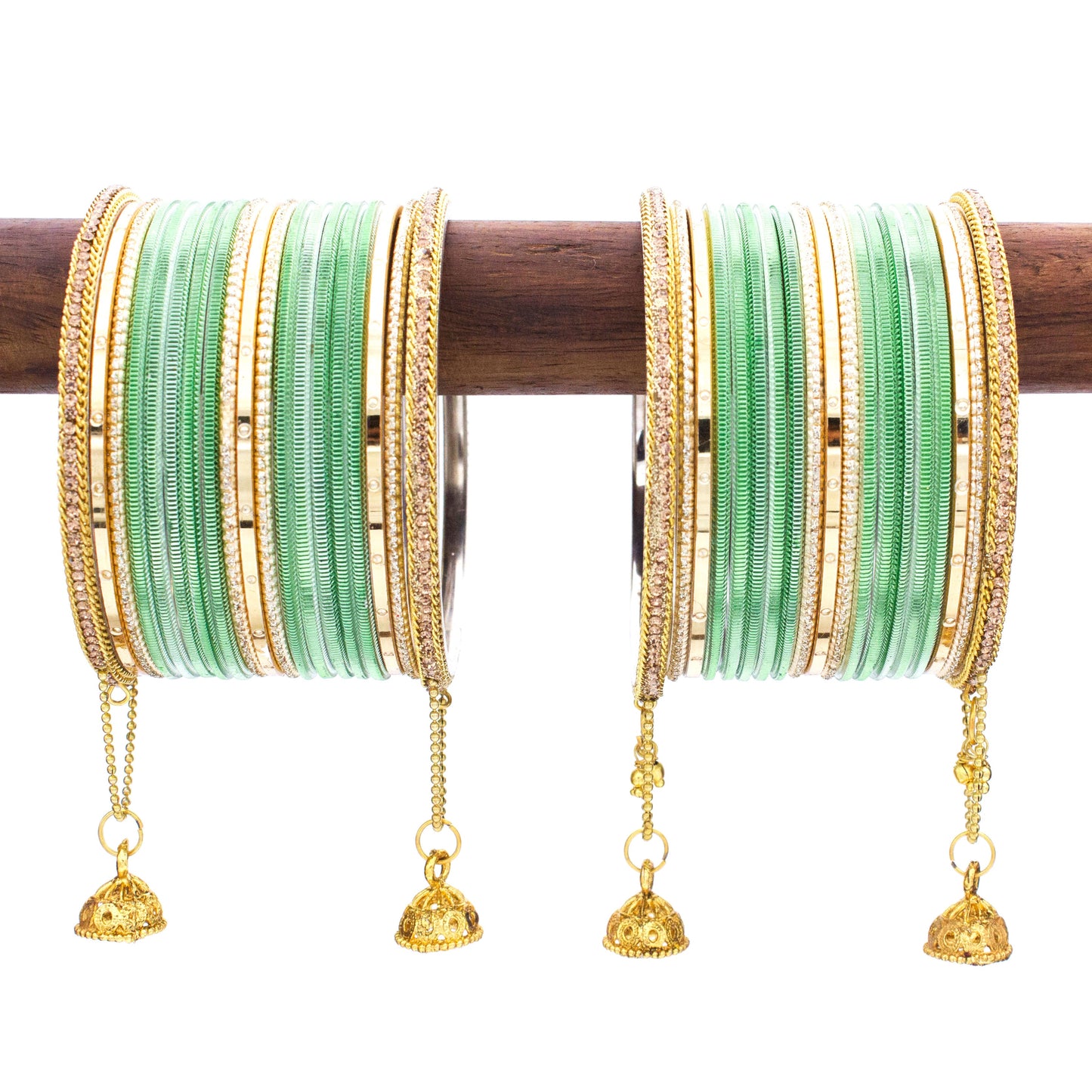 T4 Jewels Shining Bangle with Jhumki and Lac side Bangles for two hands