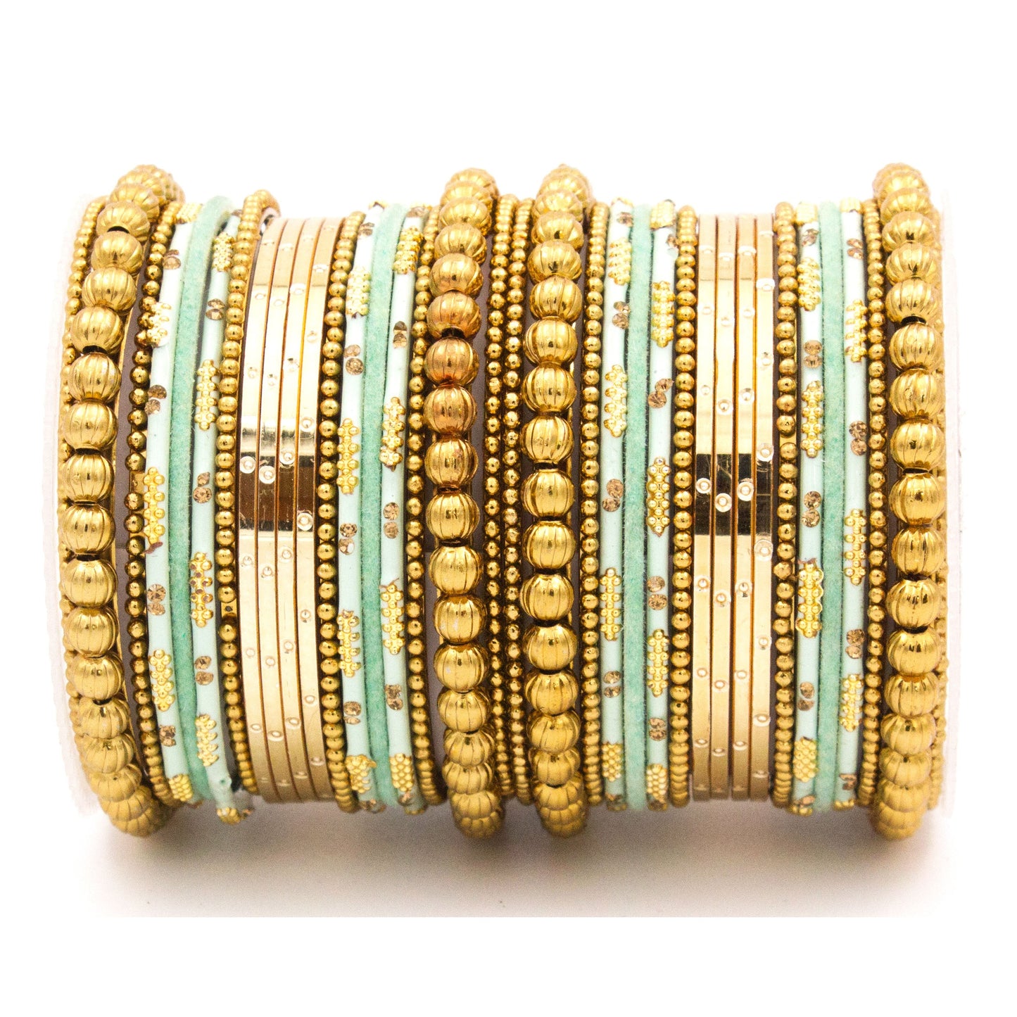 Traditional bangle set for two hands with velvet and meenakari bangles by T4 Jewels