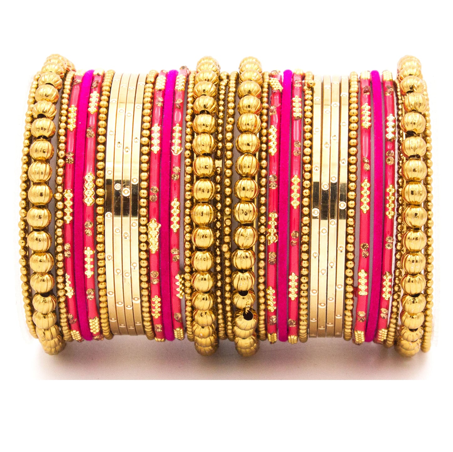 Traditional bangle set for two hands with velvet and meenakari bangles by T4 Jewels