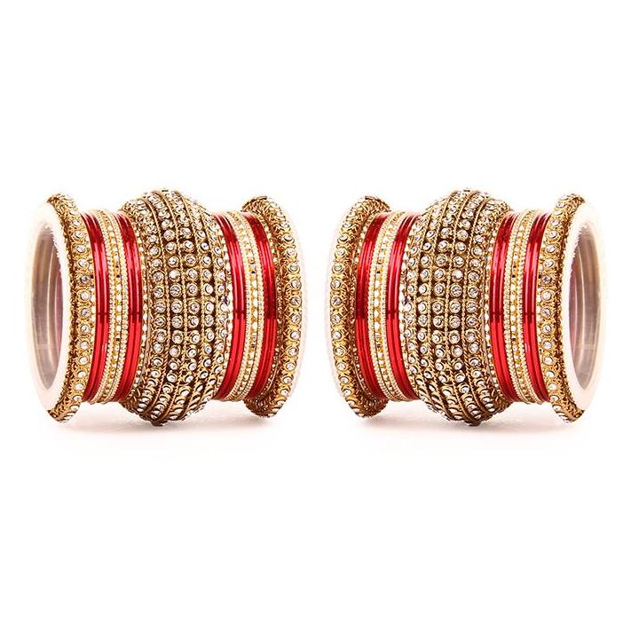 Set of 2 Colored Chakri Shining Bangle Set