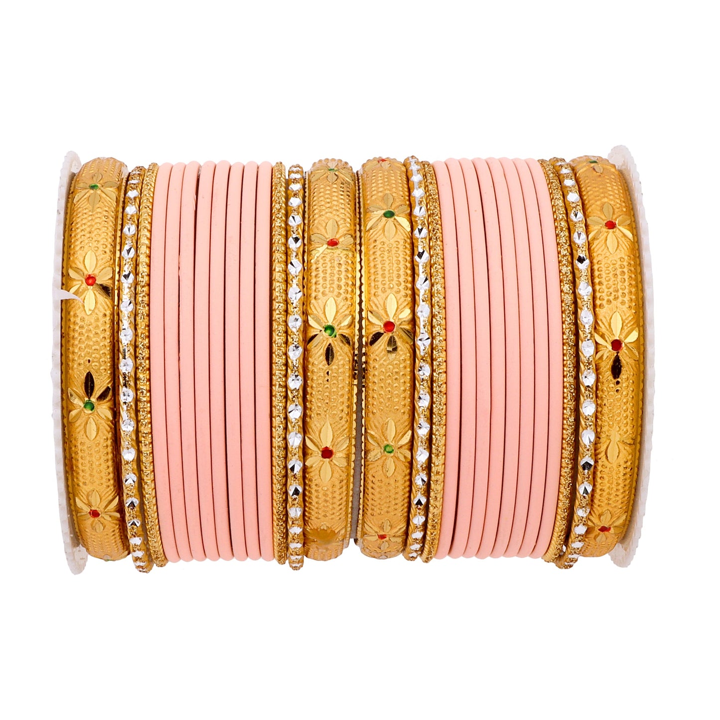 Matte Bangle Set with Golden Meenakari Kada by T4 Jewels