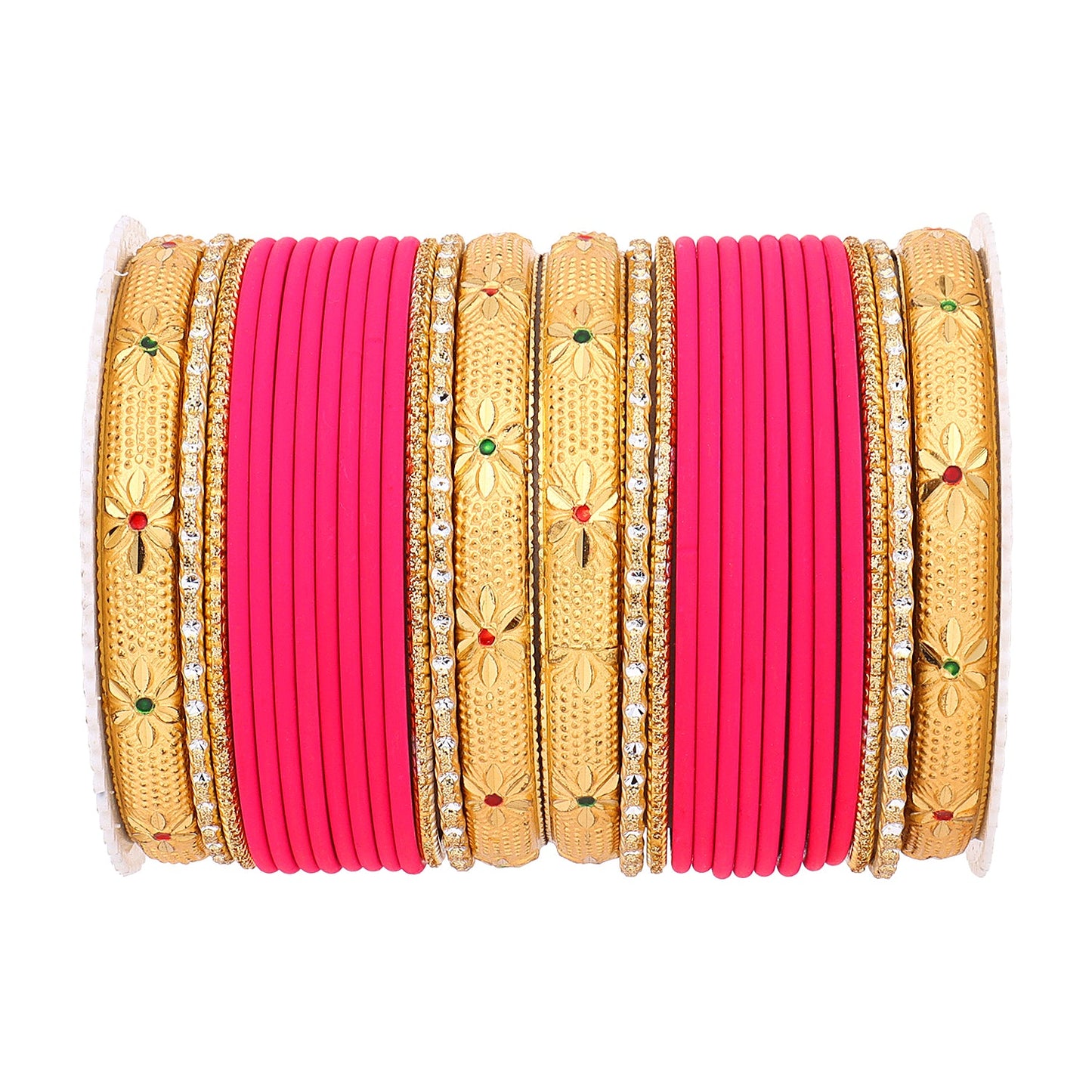 Matte Bangle Set with Golden Meenakari Kada by T4 Jewels