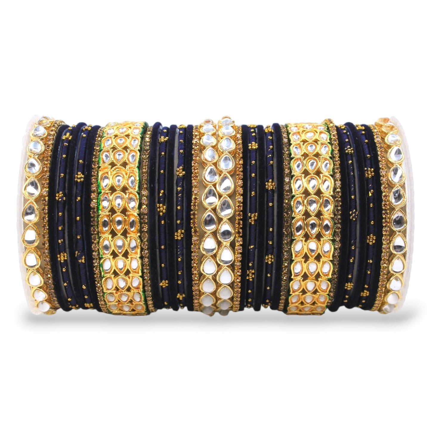 Rich Texture bangle set with Silk thread Bangles and Kundan Kada by T4 Jewels