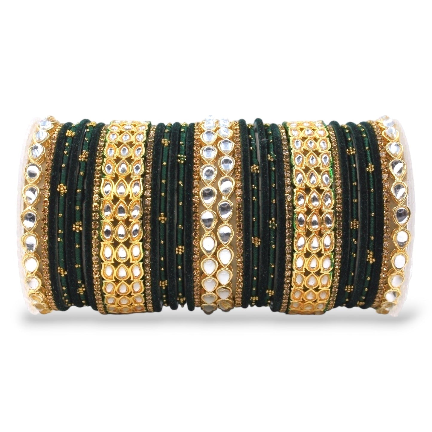 Rich Texture bangle set with Silk thread Bangles and Kundan Kada by T4 Jewels