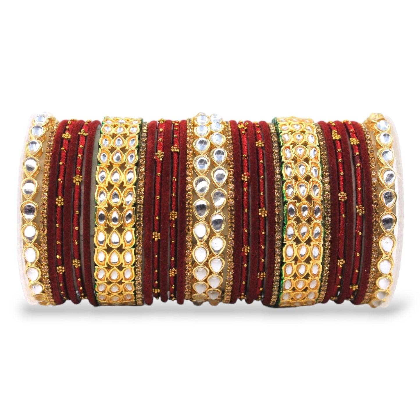 Rich Texture bangle set with Silk thread Bangles and Kundan Kada by T4 Jewels