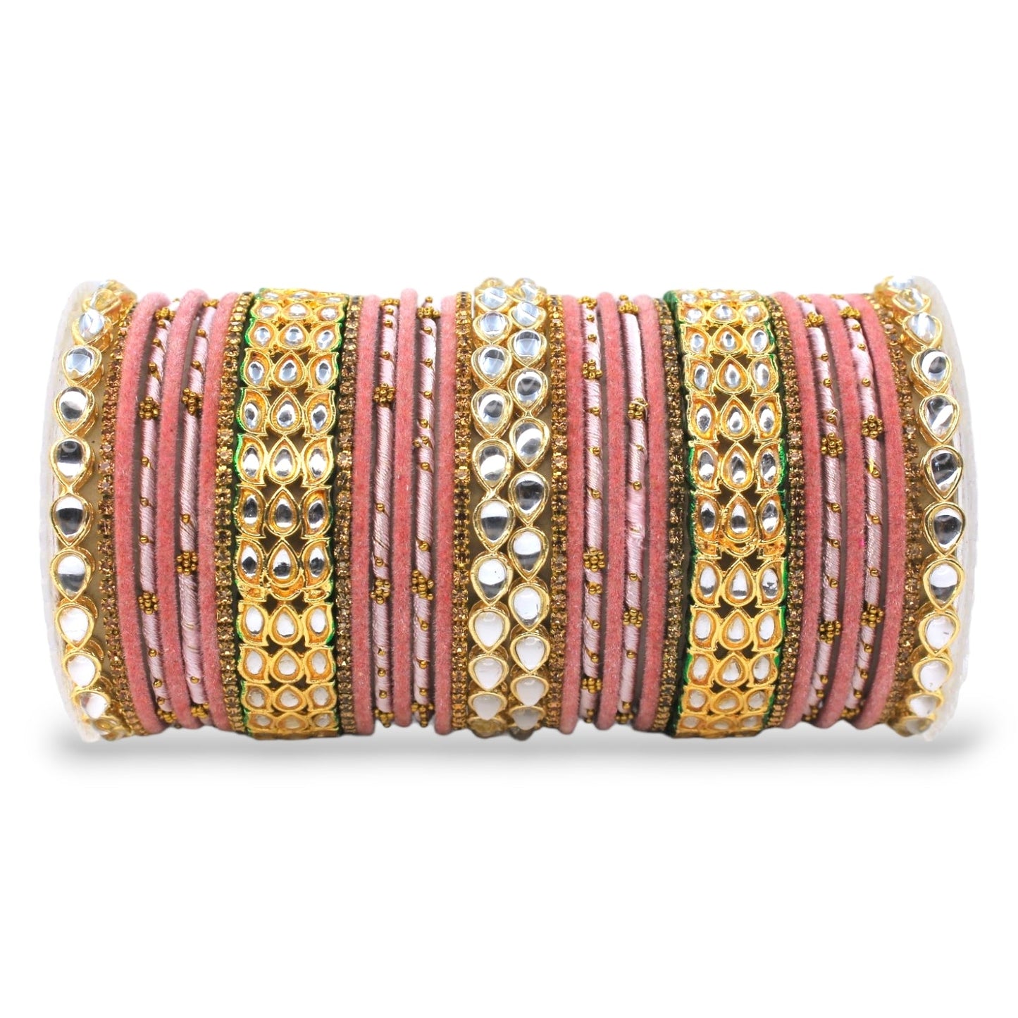 Rich Texture bangle set with Silk thread Bangles and Kundan Kada by T4 Jewels