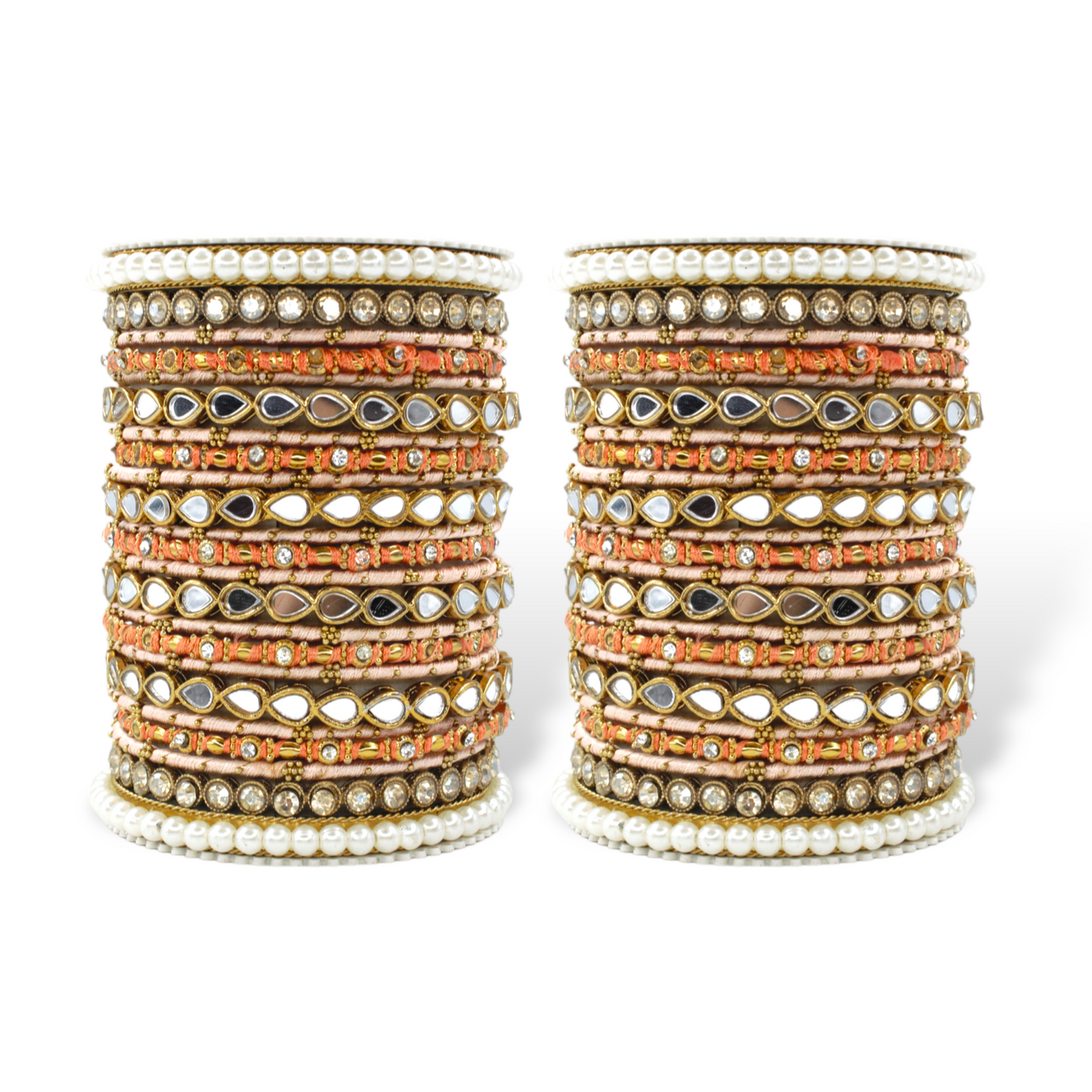 Bangle Set with Drop Mirror Kada and Pearl by T4 Jewels