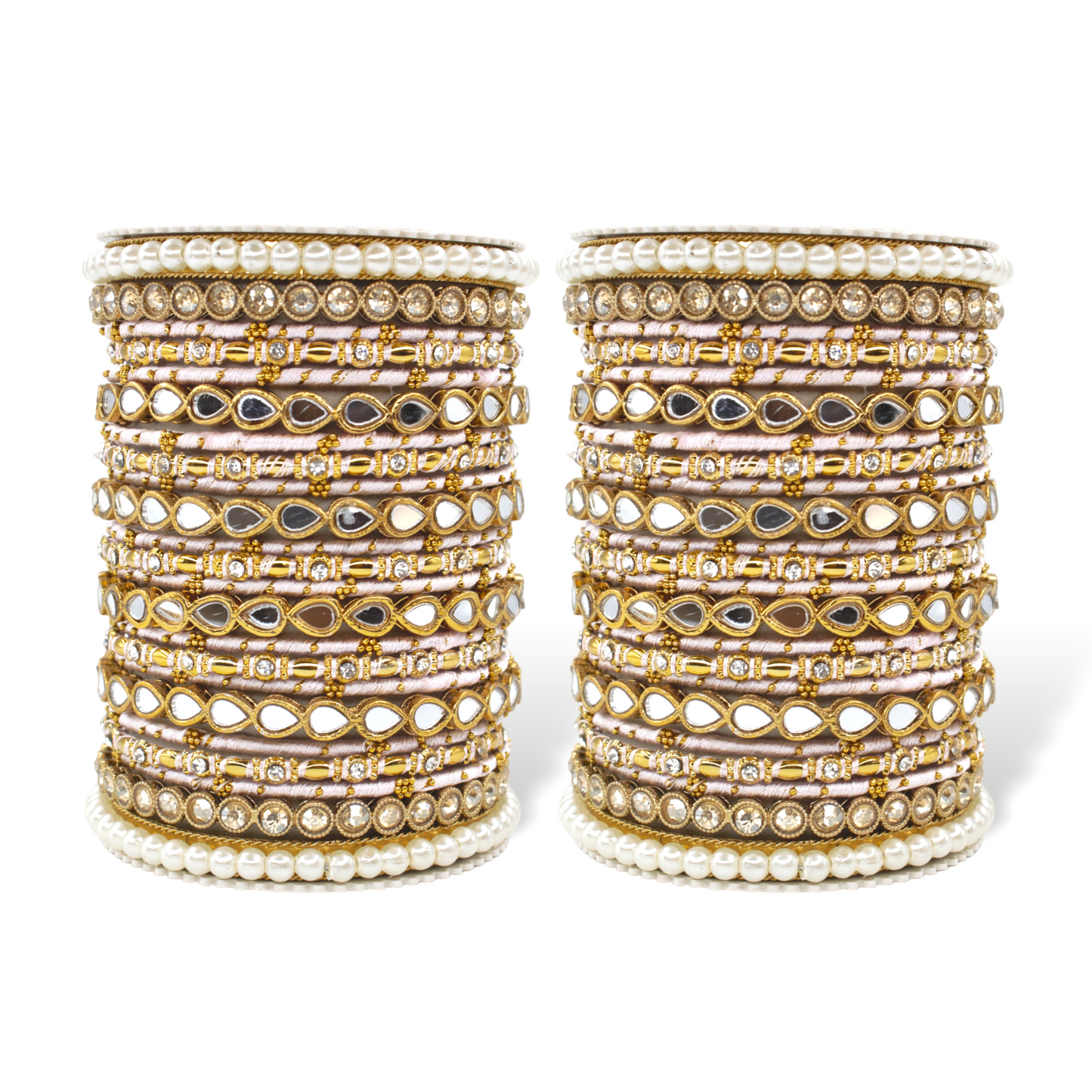 Bangle Set with Drop Mirror Kada and Pearl by T4 Jewels