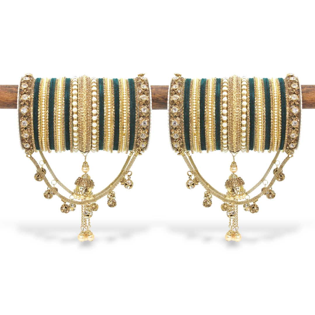 Bridal Jhoola Style Bangle set for two hands by T4 Jewels