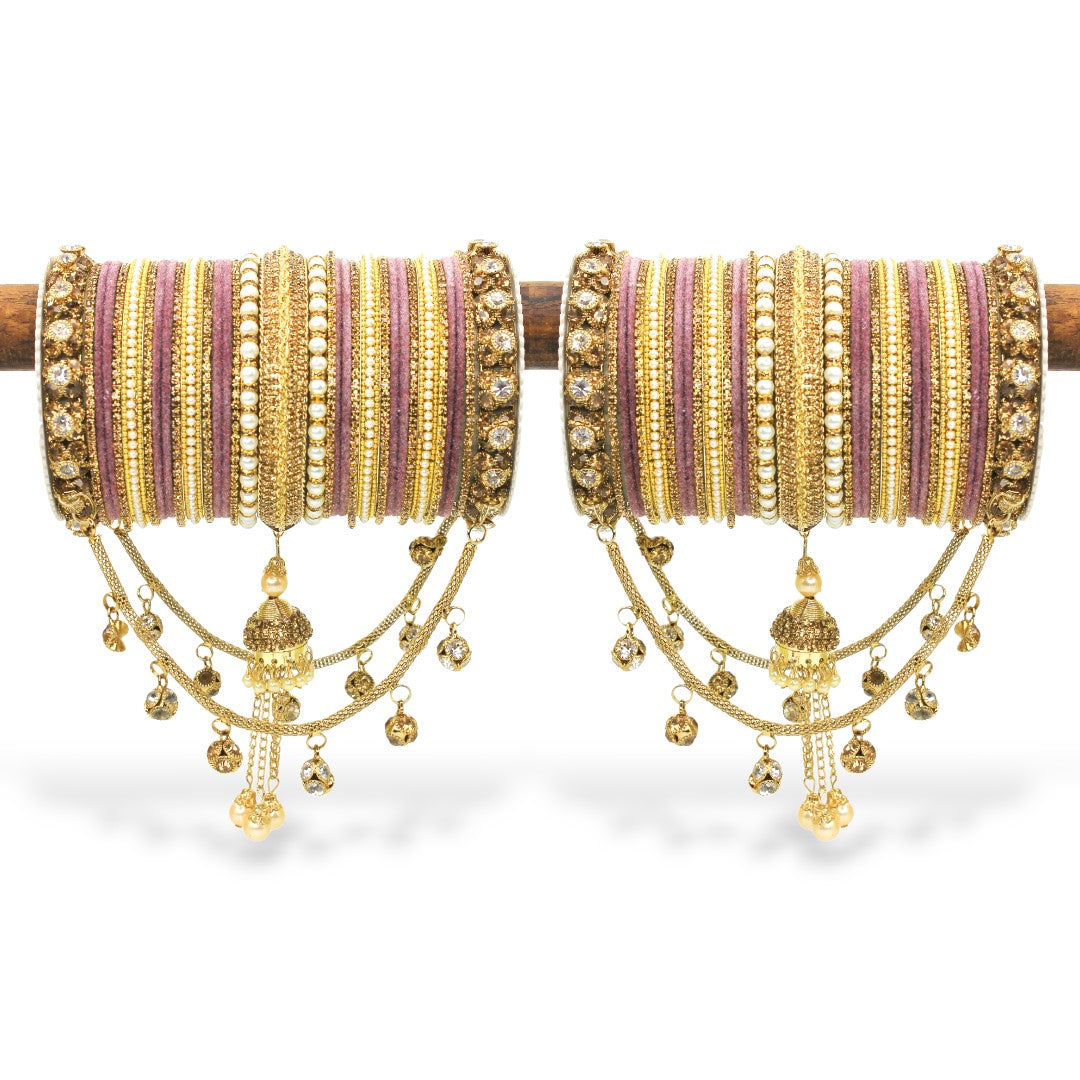 Bridal Jhoola Style Bangle set for two hands by T4 Jewels